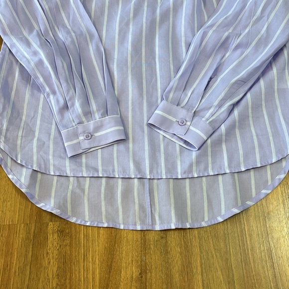 Women's purple and white striped long sleeve blouse - Picture 3 of 5